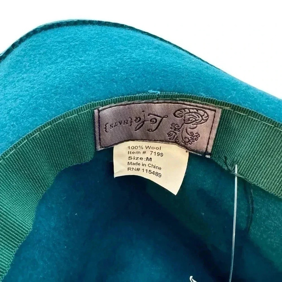 NEW NWT Lola Hats of NY Pinked Fedora 7199 100% Rabbit Hair Wool in Peacock - Picture 9 of 14